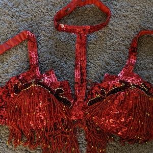 Women's custom sequined & beaded belly dance set